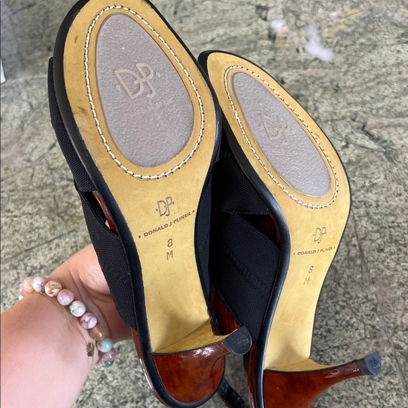 Donald J. Pliner Black and Brown Slingback Heels - Picture 4 of 5